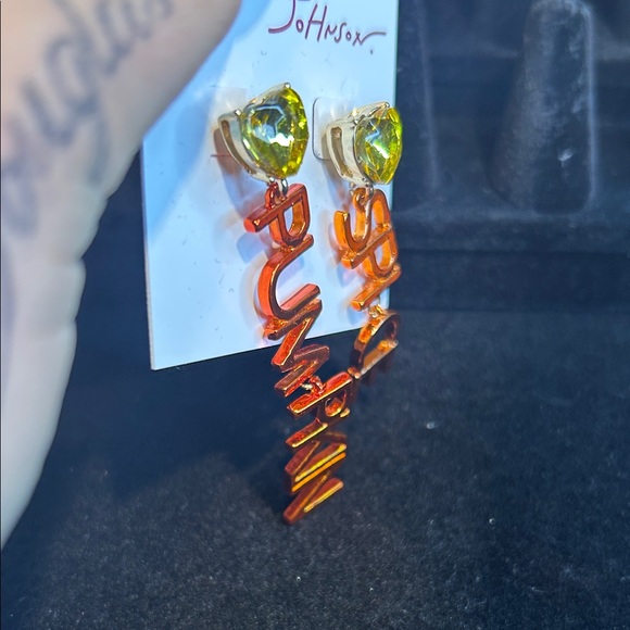 Betsey Johnson Pumpkin Spice Earrings - Yellow and Orange - Picture 4 of 5